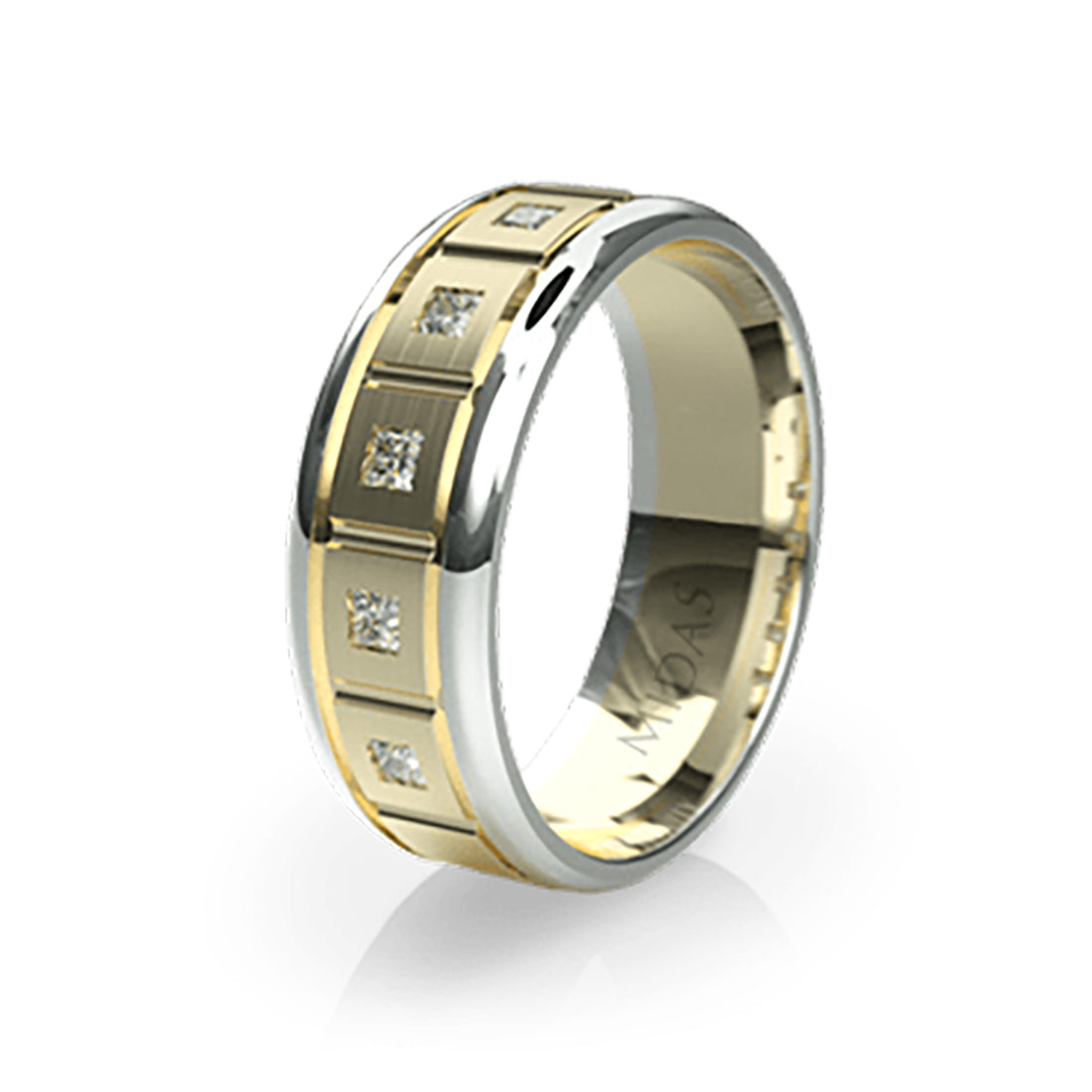 Panneled Wedding Band with Diamonds