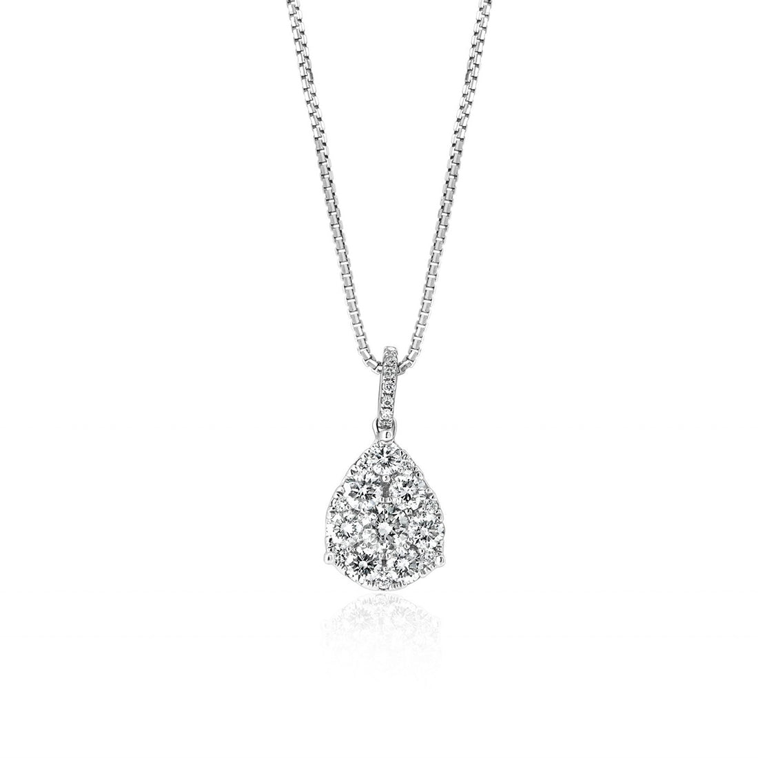 Pear Shaped Round Brilliant Diamond Cluster Pendant