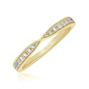 Pinched Diamond Grain Wedding Band