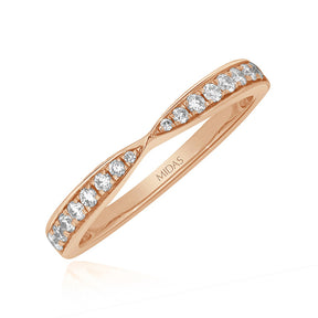 Pinched Diamond Grain Wedding Band