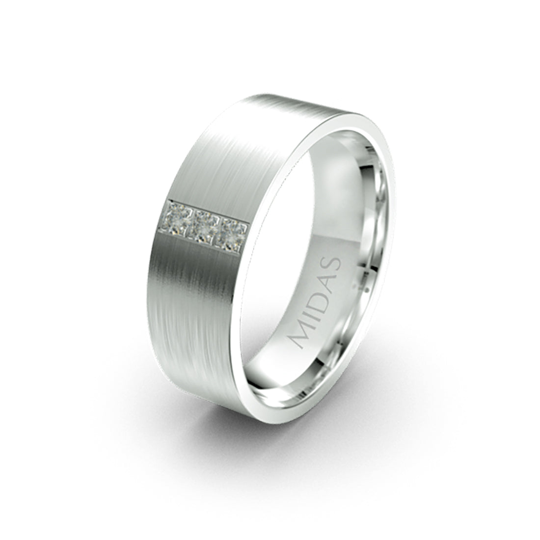 Plain Wedding Band with Diamond Trio