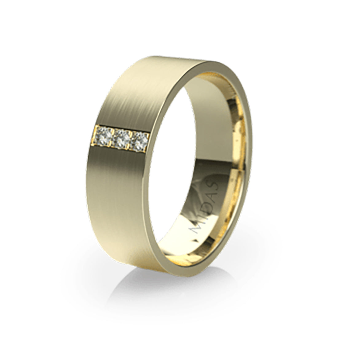 Plain Wedding Band with Diamond Trio