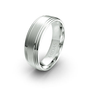 Polished Ring with Double Tiered Borders Wedding Band