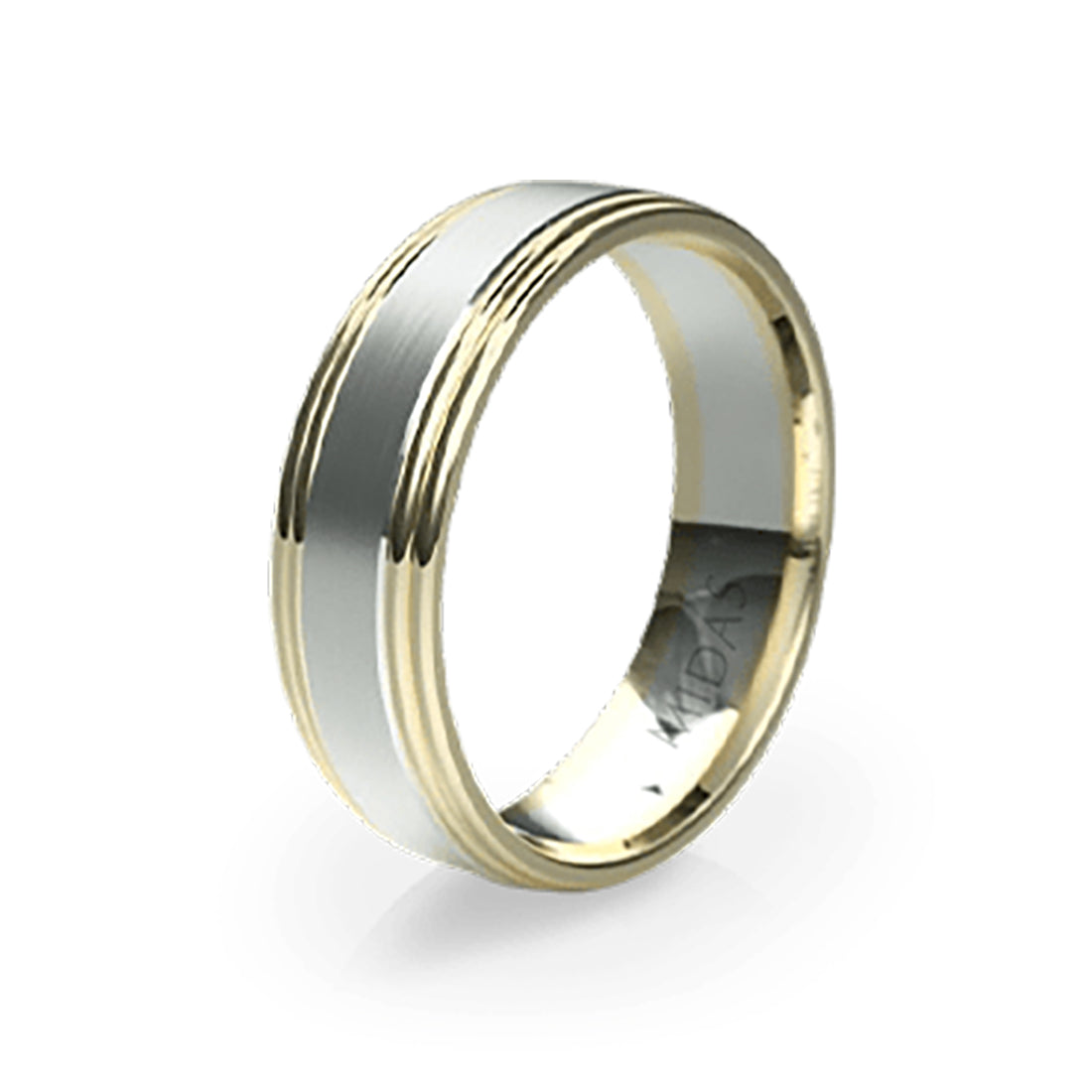 Polished Ring with Double Tiered Borders Wedding Band