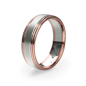 Polished Ring with Double Tiered Borders Wedding Band