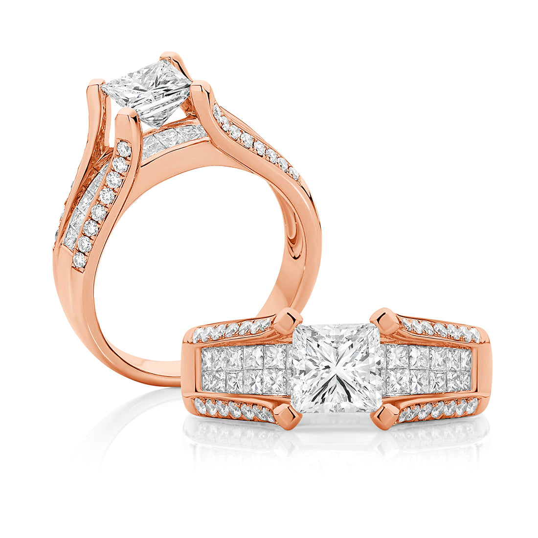 Princess Cut Diamond Split Band