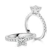 Princess Cut with Round Brilliant Diamond Shoulders