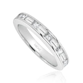 Princess and Baguette Diamond Wedding Band