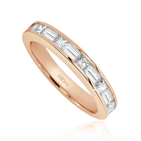 Princess and Baguette Diamond Wedding Band