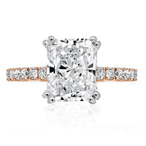 Radiant Cut Solitaire with Pavé Diamond Band Engagement Ring