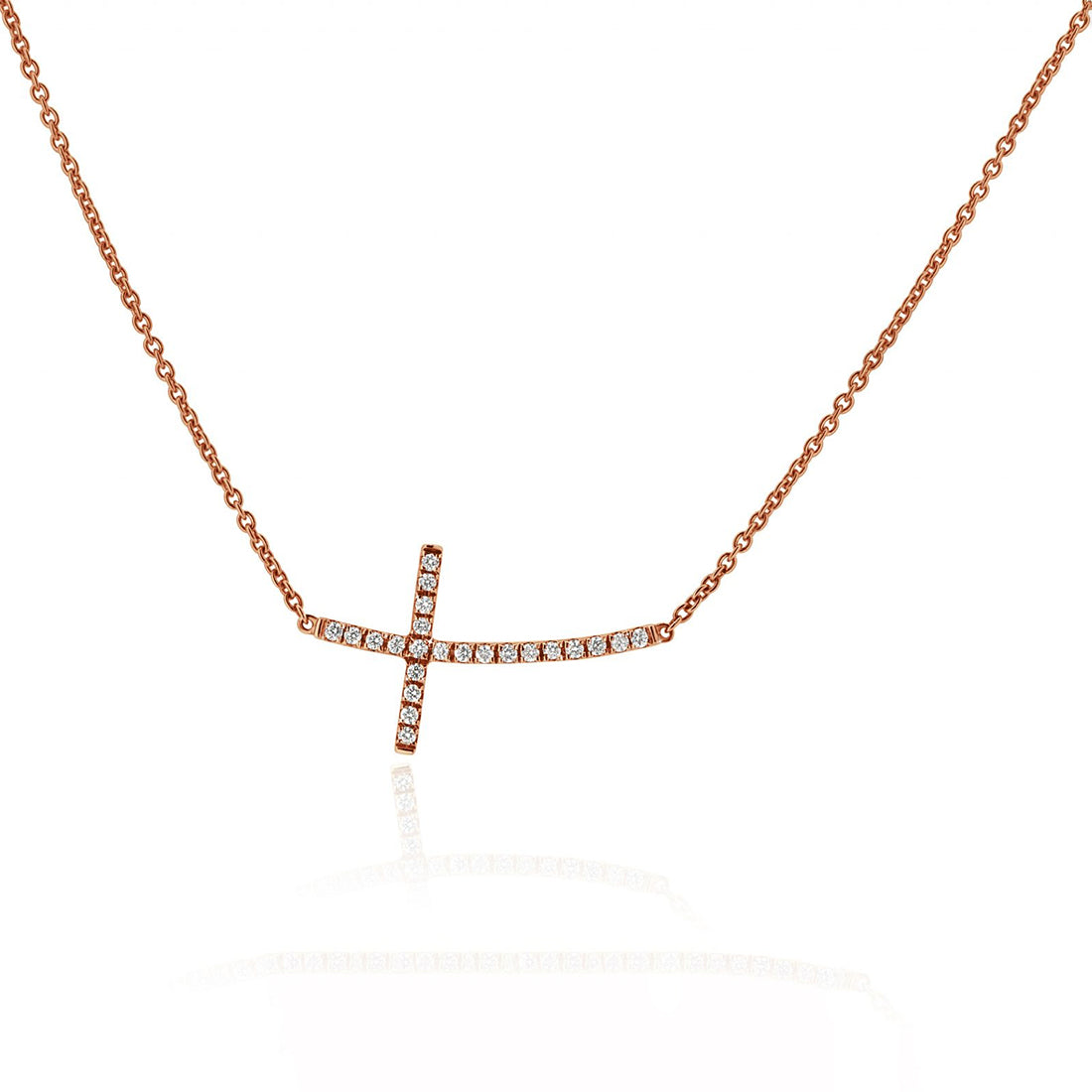 Rose Gold Cross with Round Brilliant Diamonds