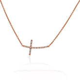 Round Brilliant Diamond Pavé Cross Pendant Necklace