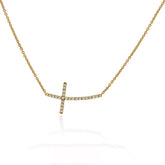 Round Brilliant Diamond Pavé Cross Pendant Necklace