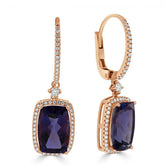 Cushion Cut Halo Diamond Drop Earrings