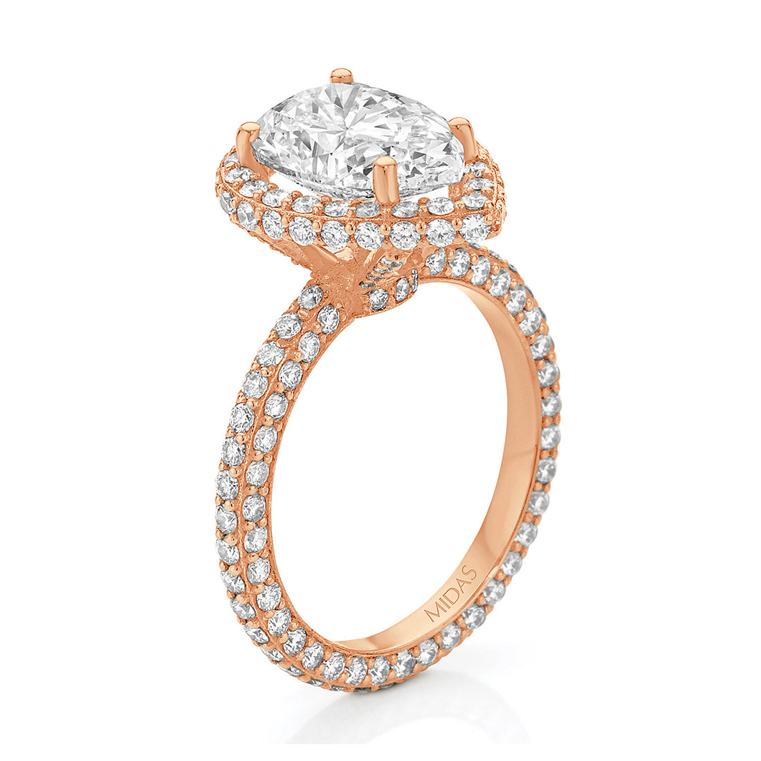 Rose Gold Pavé Pear Shaped Diamond Engagement Ring