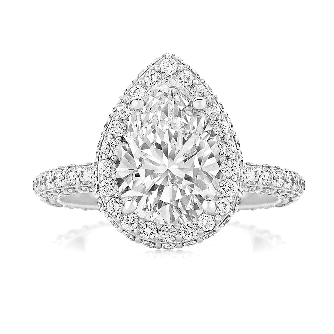 Pear Cut Pavé Halo Diamond Engagement Ring