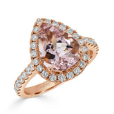 Pear Cut Morganite and Diamond Halo Dress Ring