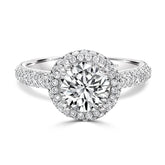 Round Brilliant Cut Pavé Halo Diamond Engagement Ring