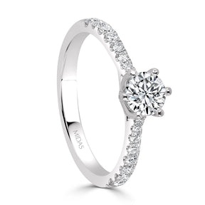 Round Brilliant Solitaire with Diamond Shoulder Engagement Ring