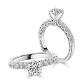 Round Brilliant Solitaire with Milgrain Detail Diamond Engagement Ring