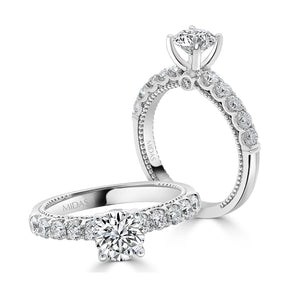 Round Brilliant Solitaire with Milgrain Detail Diamond Engagement Ring