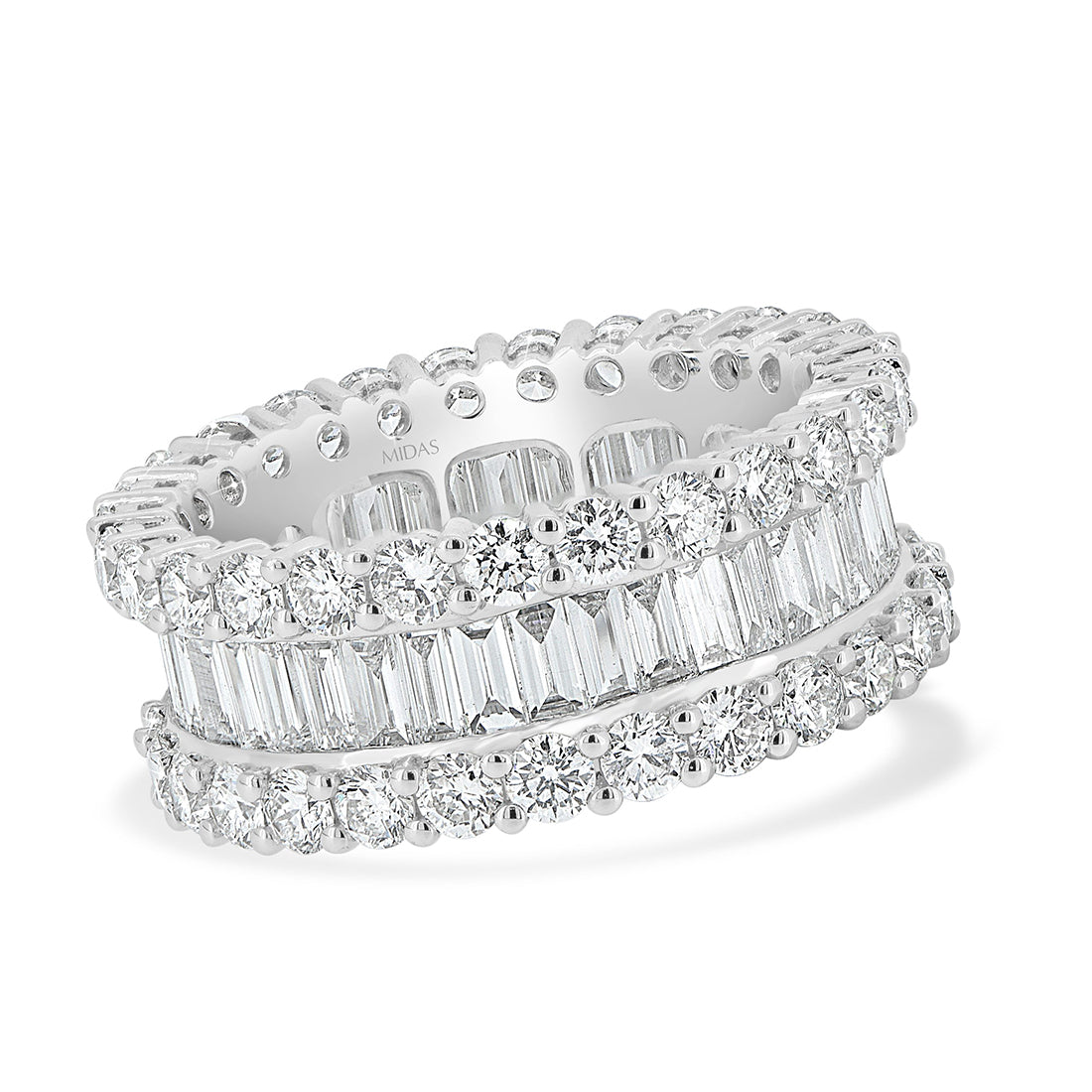 Round Brilliant and Baguette Cut Diamond Eternity Wedding Band