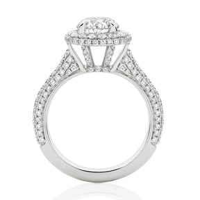 Round Brilliant with Micro Pavé Domed Halo and Shoulders Engagement Ring