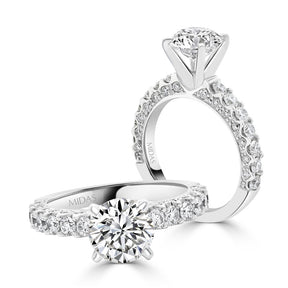 Round Brilliant Cut with Diamond Accents Engagement Ring