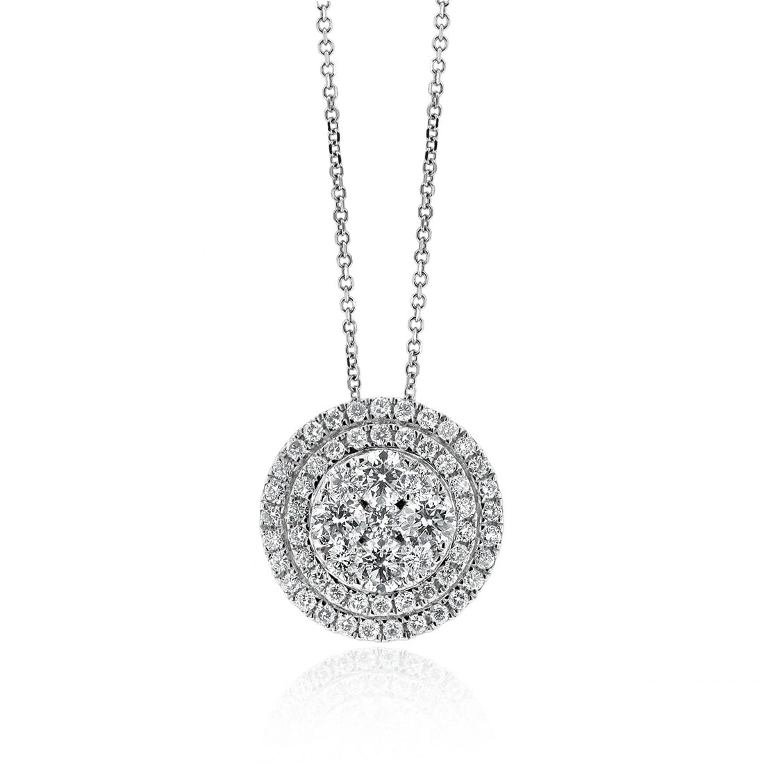 Round Diamond Double Halo Pendant