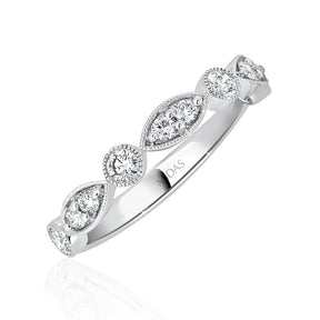 Marquise and Round Milgrain Vine-Inspired Diamond Wedding Band