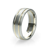 Sleek Band with Twin Polished Groves Wedding Band