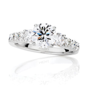 Round Brilliant Cut Trilogy with Graduated Side Stones Diamond Engagement Ring