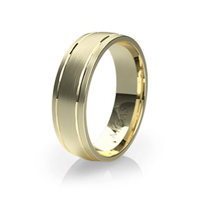 Classic Brushed with Inlaid Edges Wedding Band