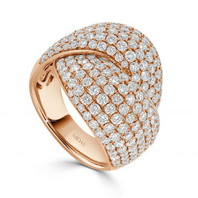 Round Cut Pavé Twist Diamond Ring