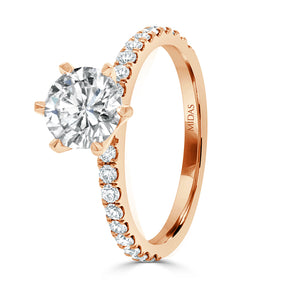 Round Brilliant Solitaire with Six Claw Setting Engagement Ring