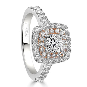 Two-Toned Halo Cushion Cut Engagement Ring