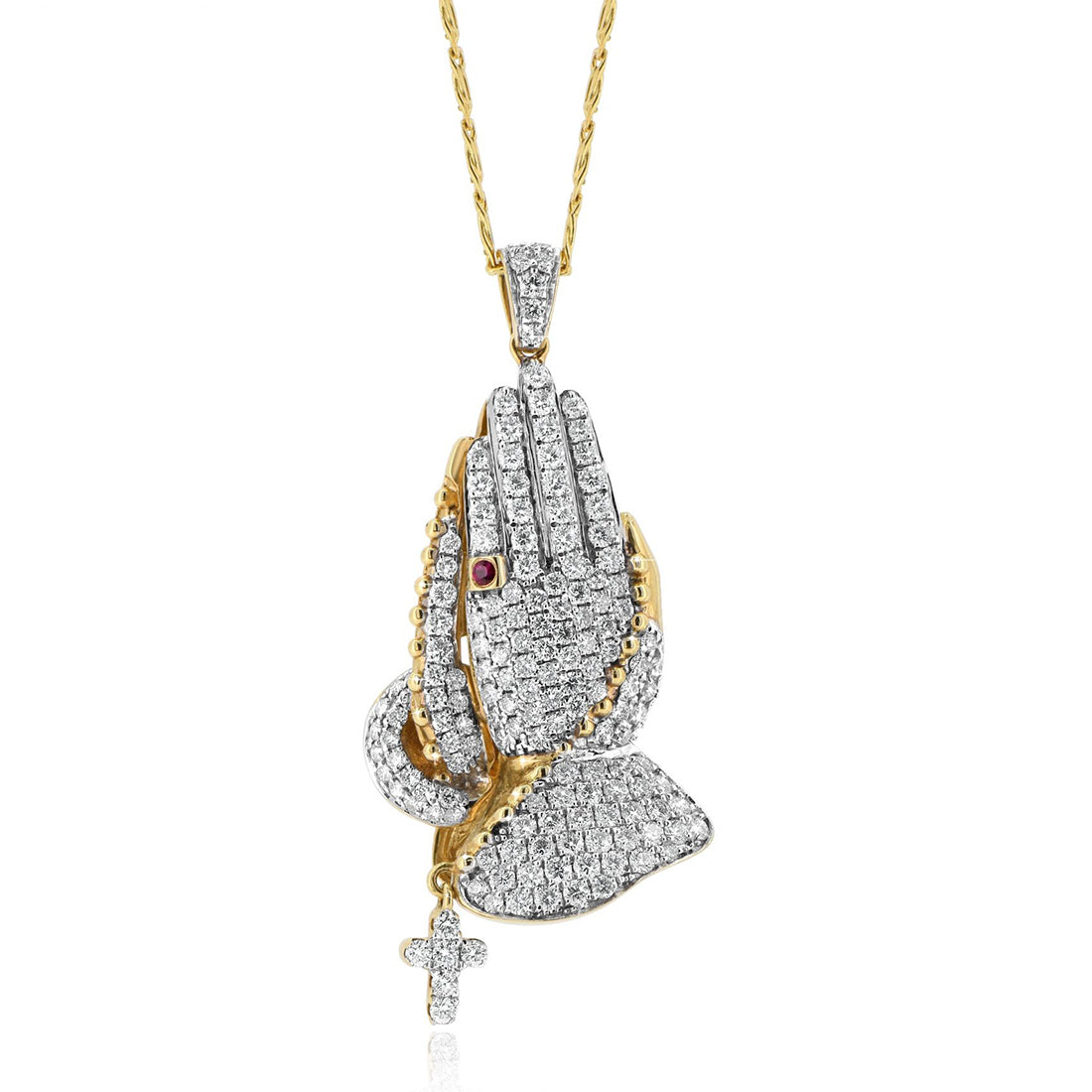 Two Tone Diamonds Pendant Featuring ‘Praying Hands’ Design