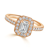 Emerald Cut Halo Pavé Diamond Engagement Ring