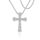 White Gold Baguette and Brilliant Diamond Cross