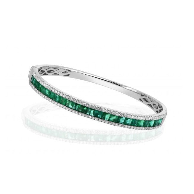 White Gold Emerald Bangle