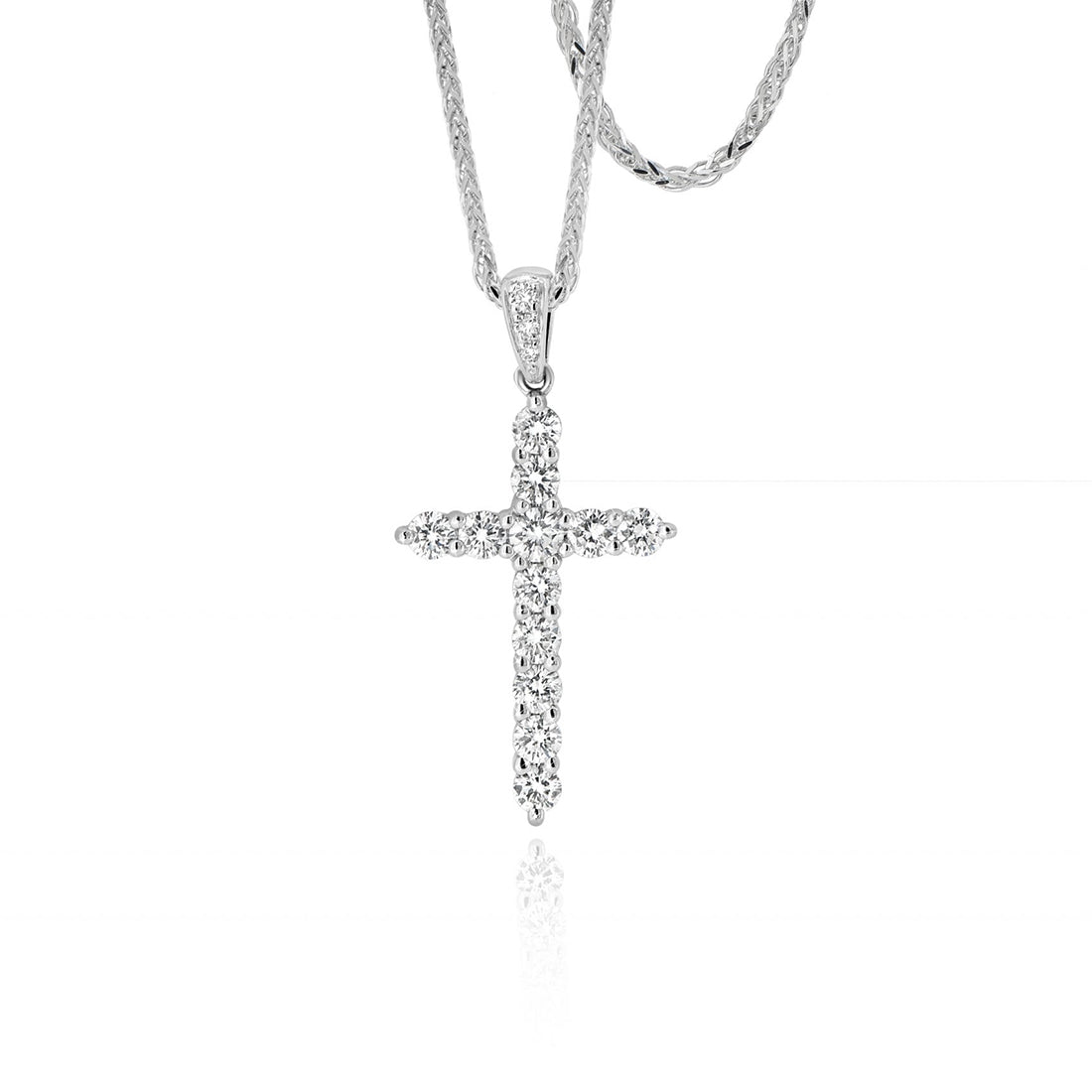 White Gold Diamond Claws Cross Pendant