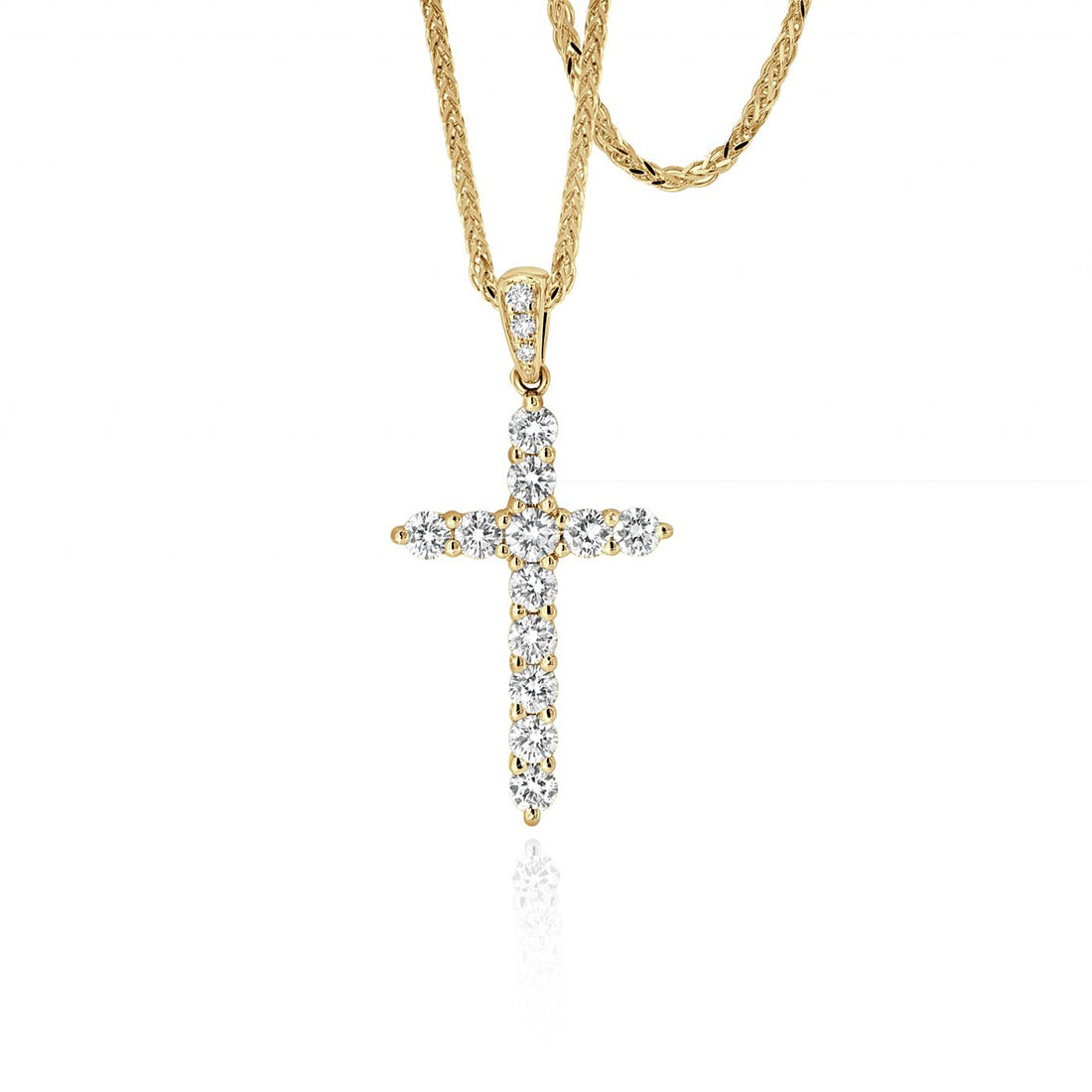 White Gold Diamond Claws Cross Pendant