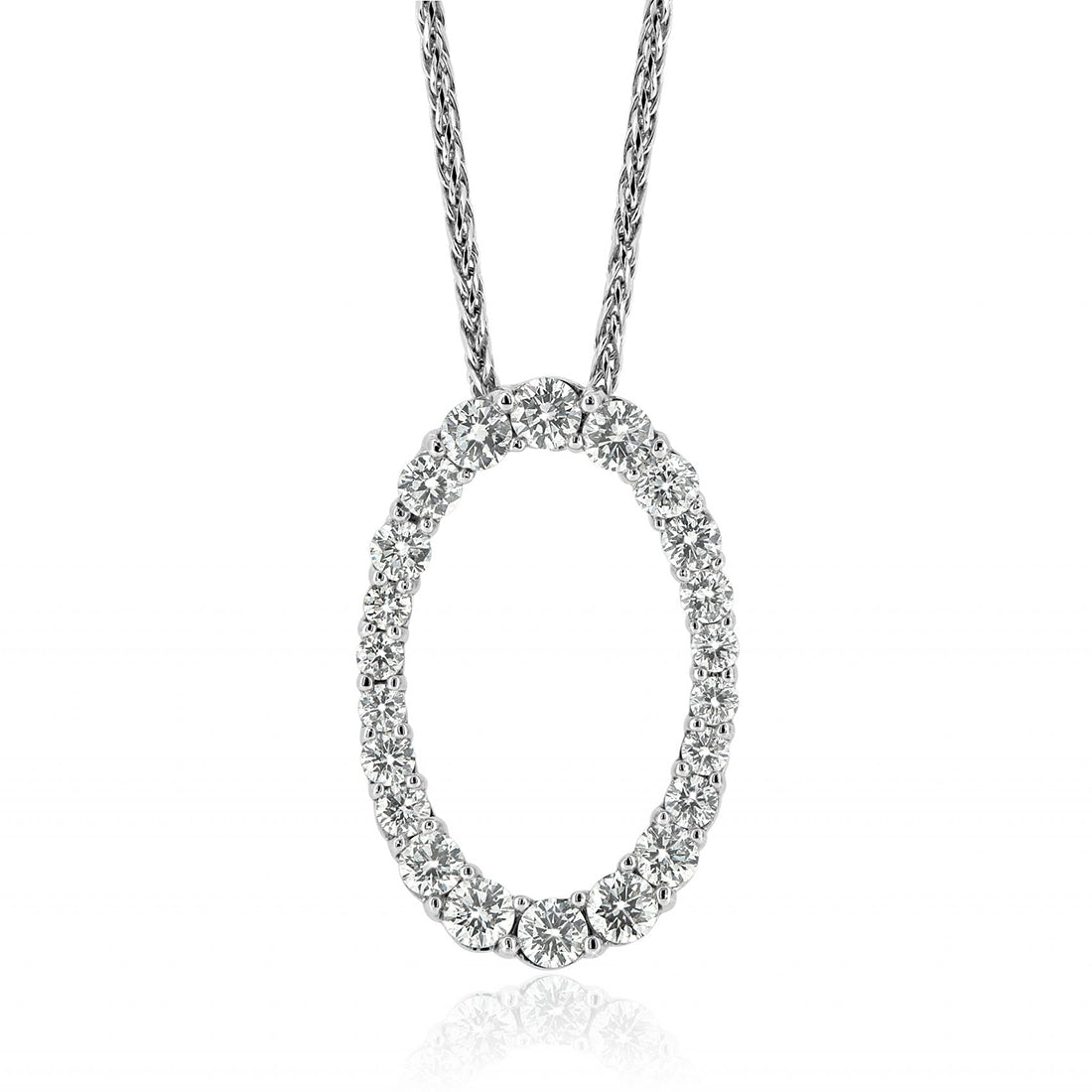 White Gold Diamond Pendant Oval Design