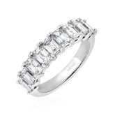 Emerald Cut Diamond Prong Set Eternity Wedding Band