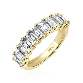 Emerald Cut Diamond Prong Set Eternity Wedding Band