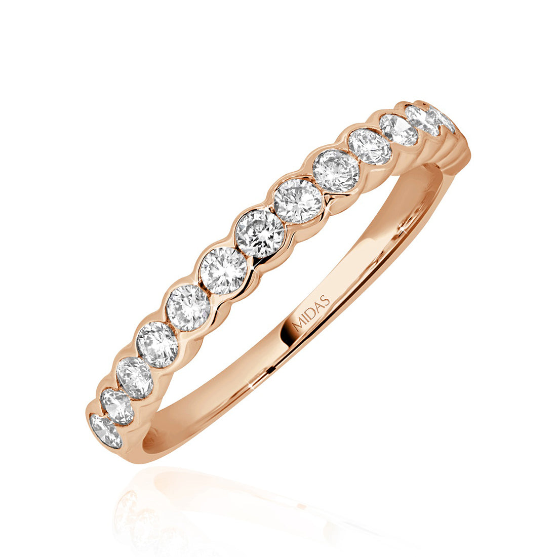 Round Cut Scalloped Diamond Eternity Wedding Band