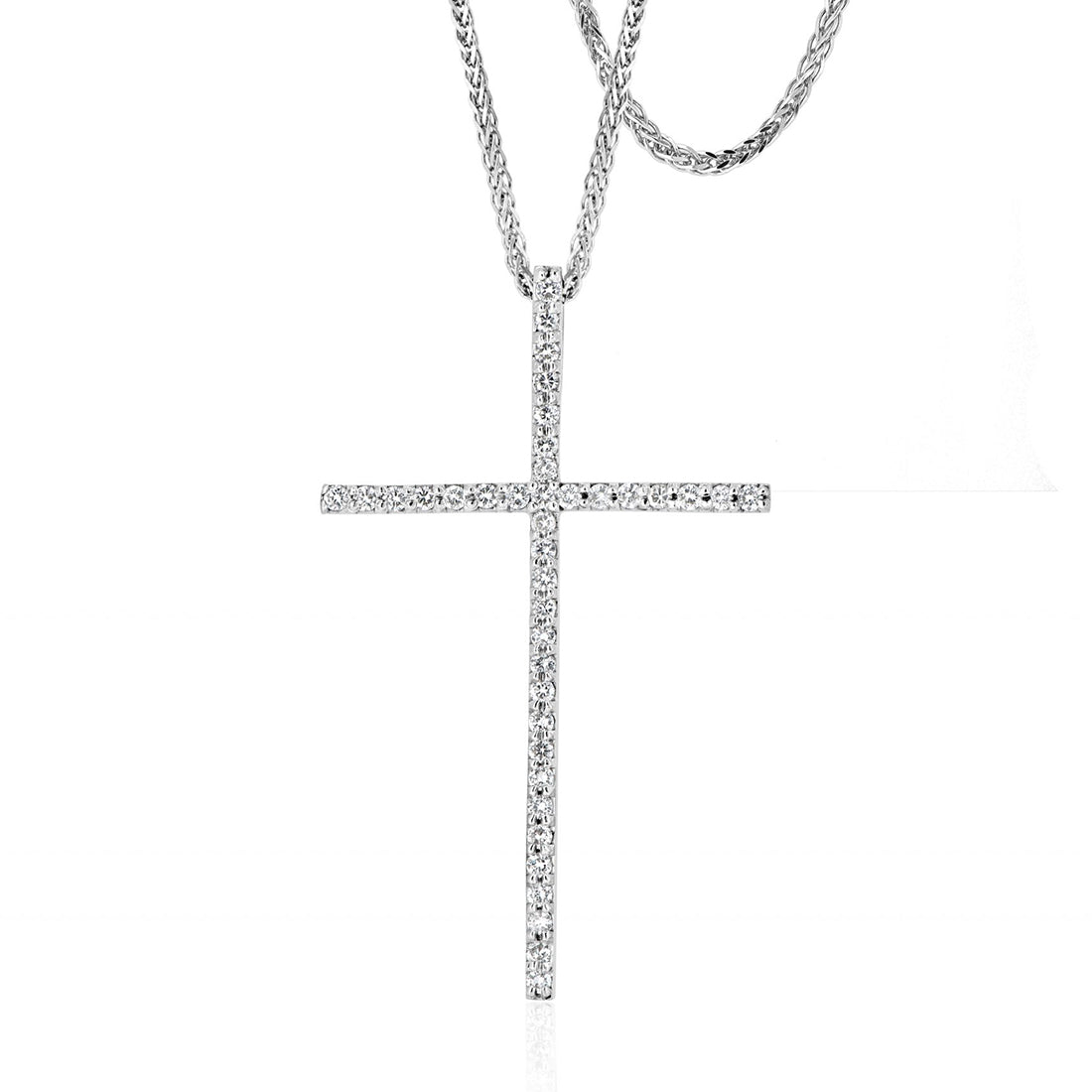 White Gold Round Brilliant Diamond Cross