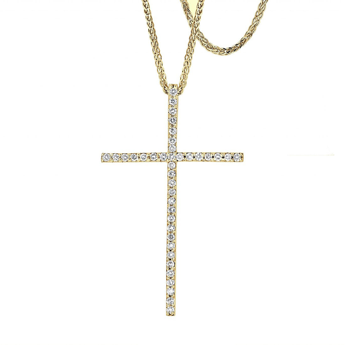 White Gold Round Brilliant Diamond Cross