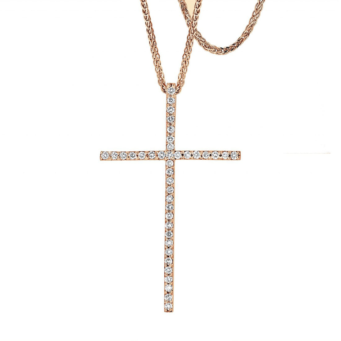 Dainty Round Brilliant Diamond Cross Pendant