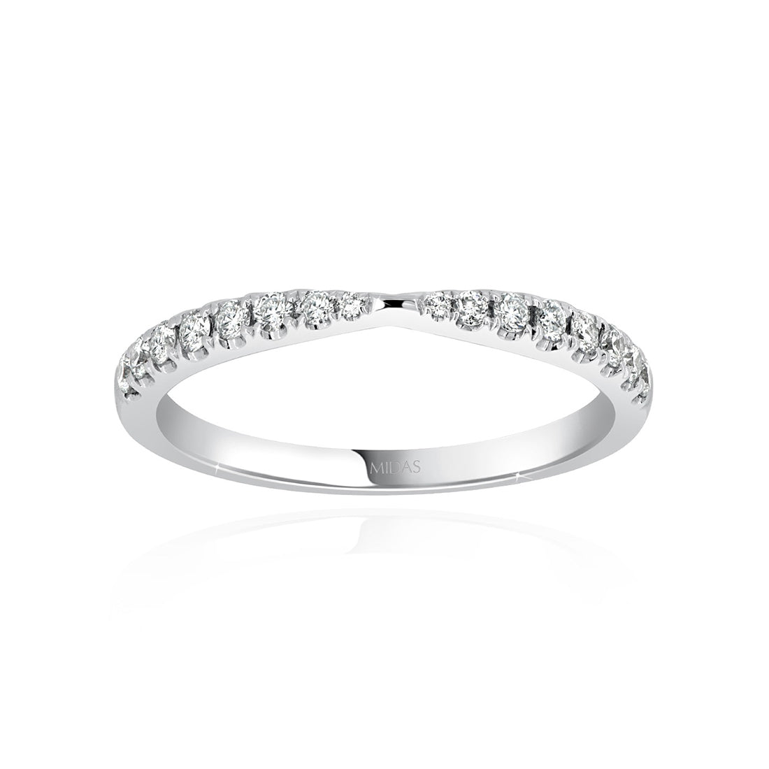 Round Cut Pavé Curved Diamond Wedding Band